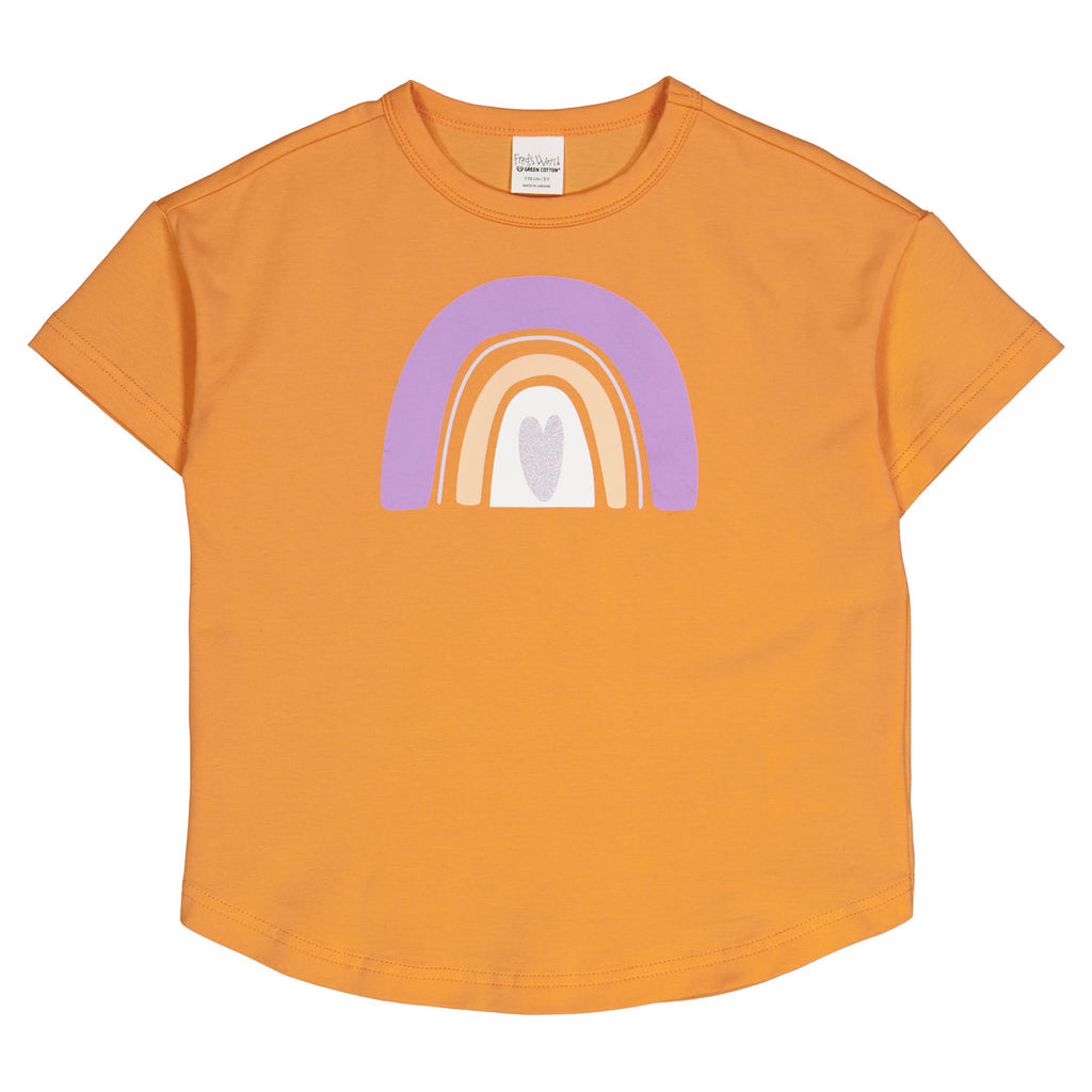 Short sleeve top- rainbow heart
