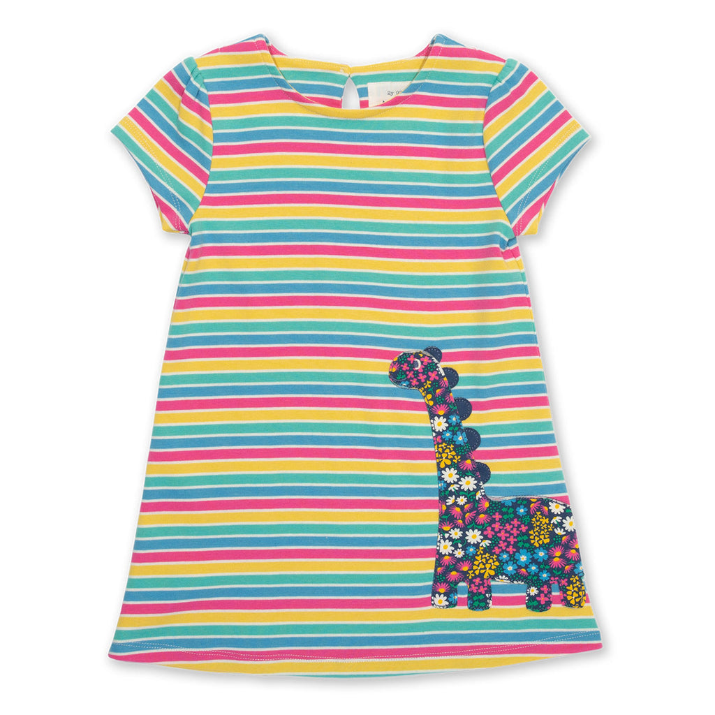 Rainbow dinosaur appliqué dress