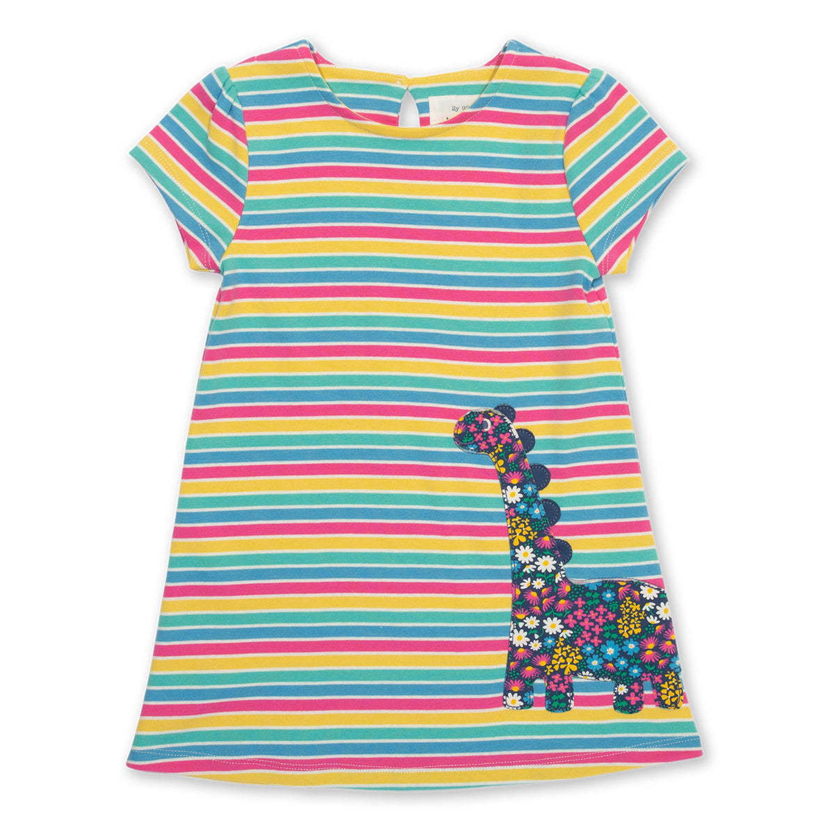 Rainbow dinosaur appliqué dress