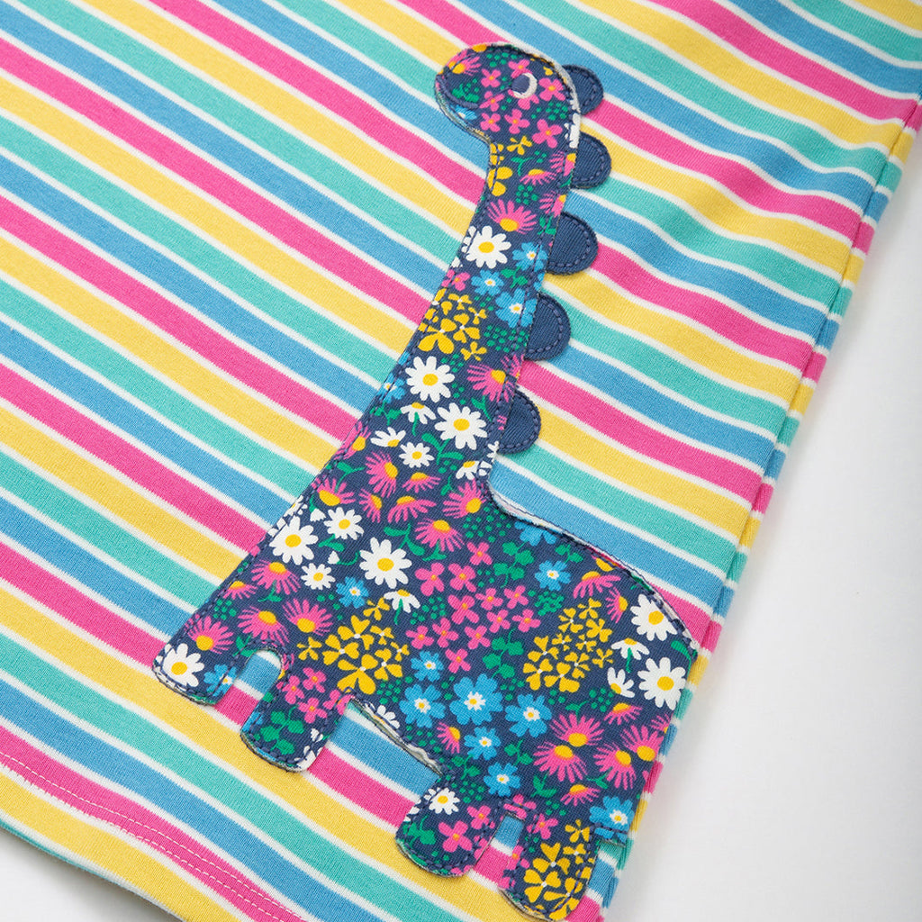 Rainbow dinosaur appliqué dress
