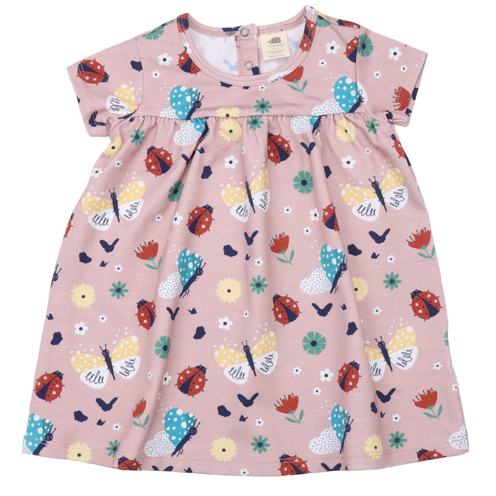 Short sleeve dress- ladybugs & butterflies