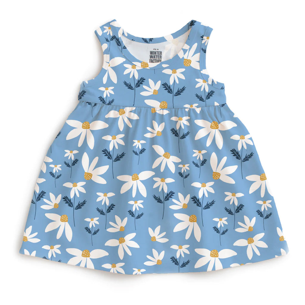 Sleeveless dress- blue daisy