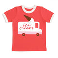 Ringer tee- scarlet red ice cream truck